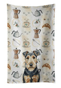 Welsh Terrier Coffee Bar Kitchen Towel Velour Plush Front and Cotton Loop Back Machine Washable