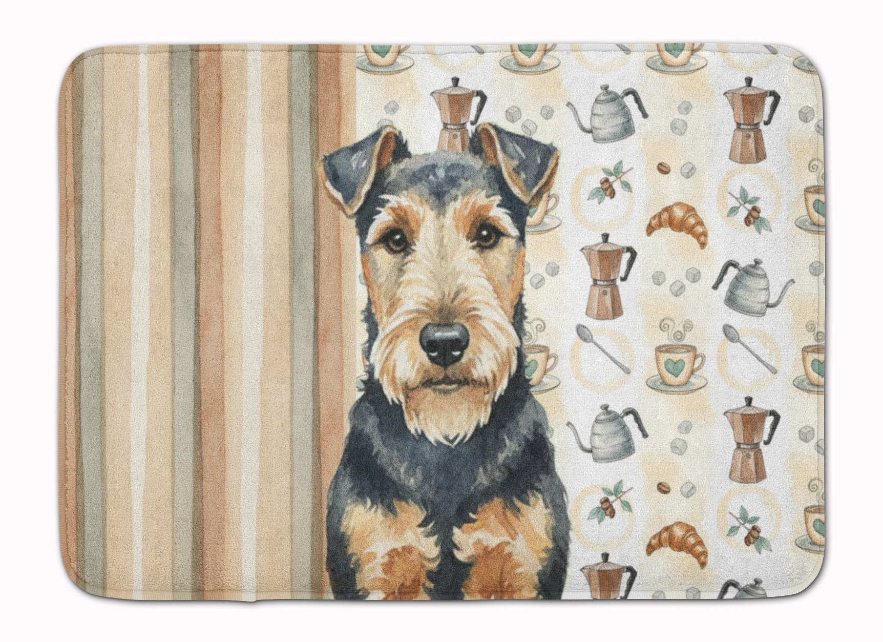 Welsh Terrier Coffee Bar Memory Foam Kitchen Mat Machine Washable Anti-Fatigue Cushion Comfort Bath or Kitchen Rug