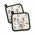 Westie Coffee Bar Pot Holder Set of 2 Heat Resistant Quilted Hot Pads 7.5 x 7.5 Inch, Insulated Kitchen Trivets for Cooking & Baking