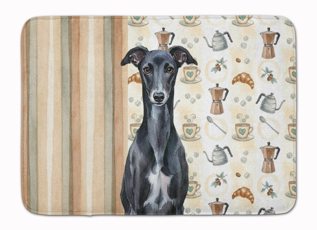 Black Whippet Coffee Bar Memory Foam Kitchen Mat Machine Washable Anti-Fatigue Cushion Comfort Bath or Kitchen Rug