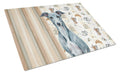 Blue Whippet Coffee Bar Cutting Board Tempered Glass Kitchen Cutting Surface, Heat Resistant Chopping, Non-Slip Feet, Food Prep & Serving