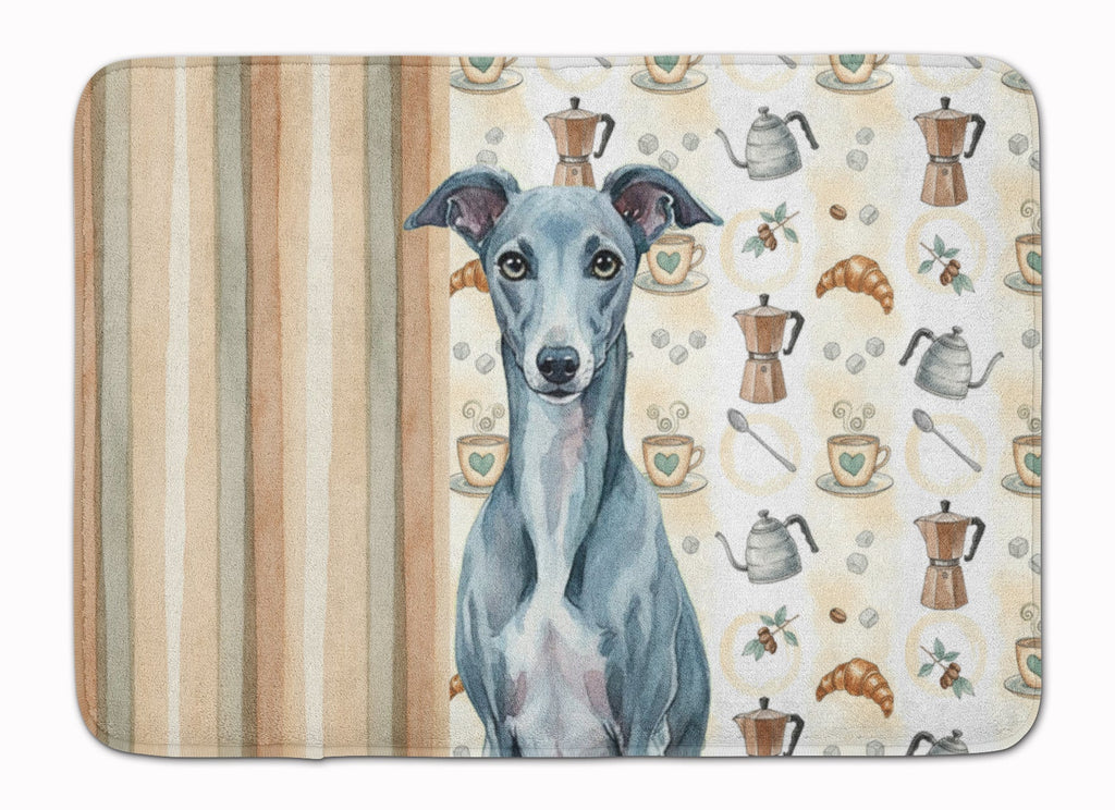 Blue Whippet Coffee Bar Memory Foam Kitchen Mat Machine Washable Anti-Fatigue Cushion Comfort Bath or Kitchen Rug
