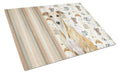 Fawn Whippet Coffee Bar Cutting Board Tempered Glass Kitchen Cutting Surface, Heat Resistant Chopping, Non-Slip Feet, Food Prep & Serving