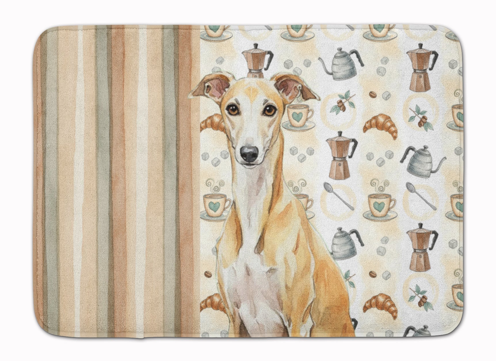 Fawn Whippet Coffee Bar Memory Foam Kitchen Mat Machine Washable Anti-Fatigue Cushion Comfort Bath or Kitchen Rug