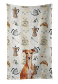 Red Whippet Coffee Bar Kitchen Towel Velour Plush Front and Cotton Loop Back Machine Washable