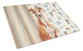 Red Whippet Coffee Bar Cutting Board Tempered Glass Kitchen Cutting Surface, Heat Resistant Chopping, Non-Slip Feet, Food Prep & Serving