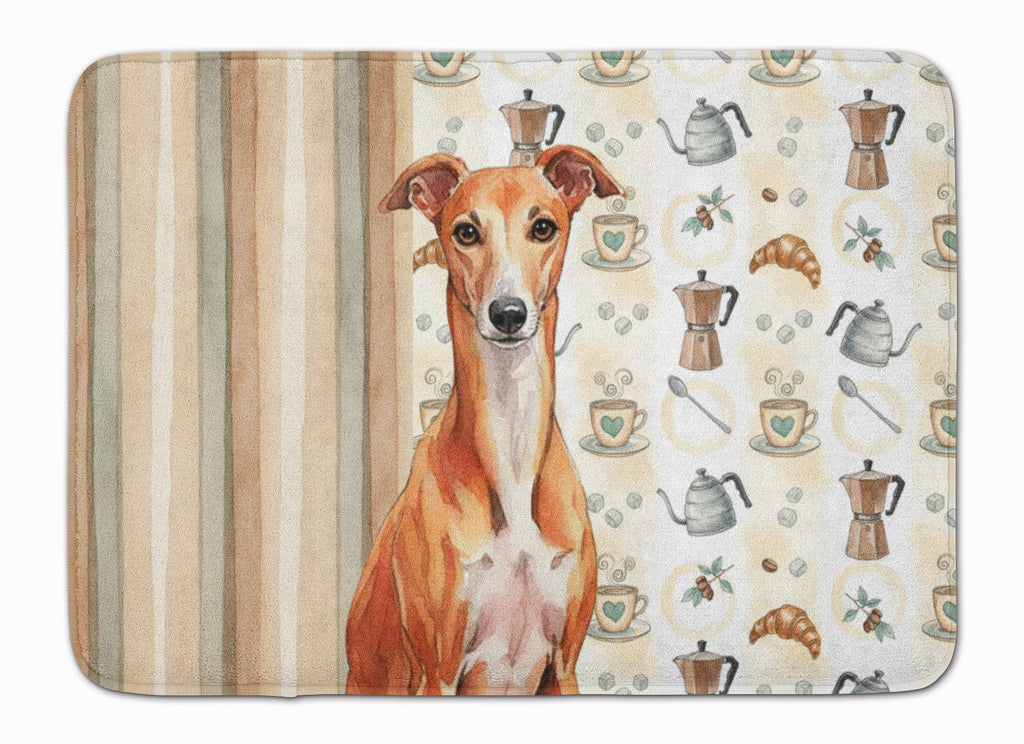 Red Whippet Coffee Bar Memory Foam Kitchen Mat Machine Washable Anti-Fatigue Cushion Comfort Bath or Kitchen Rug