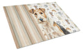 Wire Fox Terrier Coffee Bar Cutting Board Tempered Glass Kitchen Cutting Surface, Heat Resistant Chopping, Non-Slip Feet, Food Prep & Serving