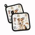 Wire Fox Terrier Coffee Bar Pot Holder Set of 2 Heat Resistant Quilted Hot Pads 7.5 x 7.5 Inch, Insulated Kitchen Trivets for Cooking & Baking