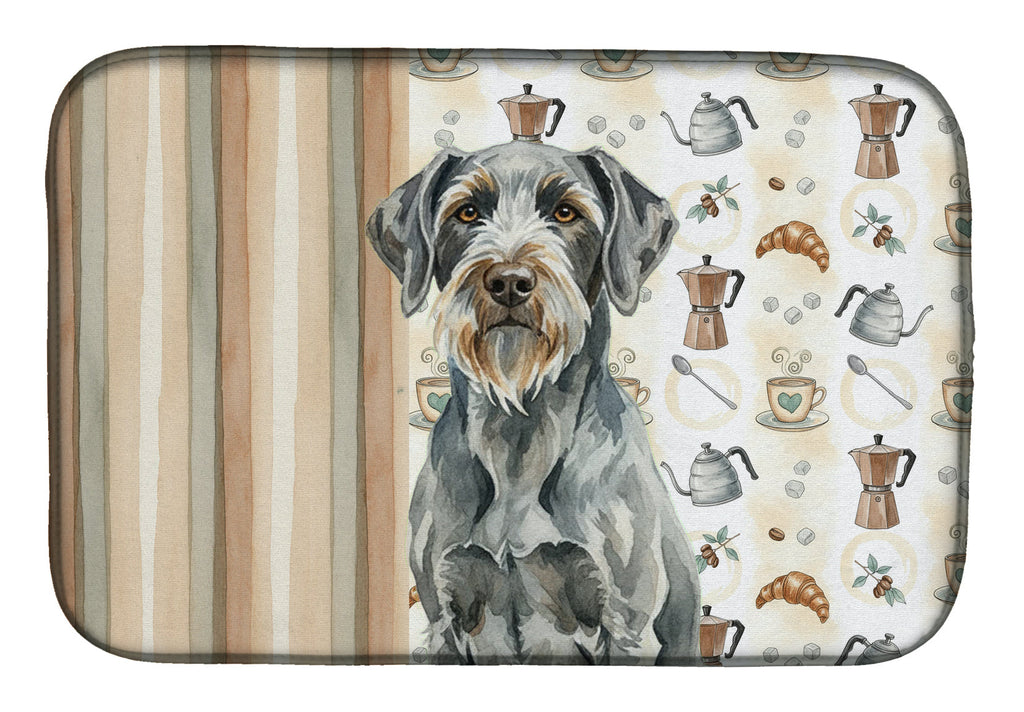 Steel Gray Wirehaired Pointing Griffon Coffee Bar Dish Drying Mat Absorbent Dish Drying Mat Pad for Kitchen Counter Dish Drainer Mat for Countertop, 14 x 21", Multicolor