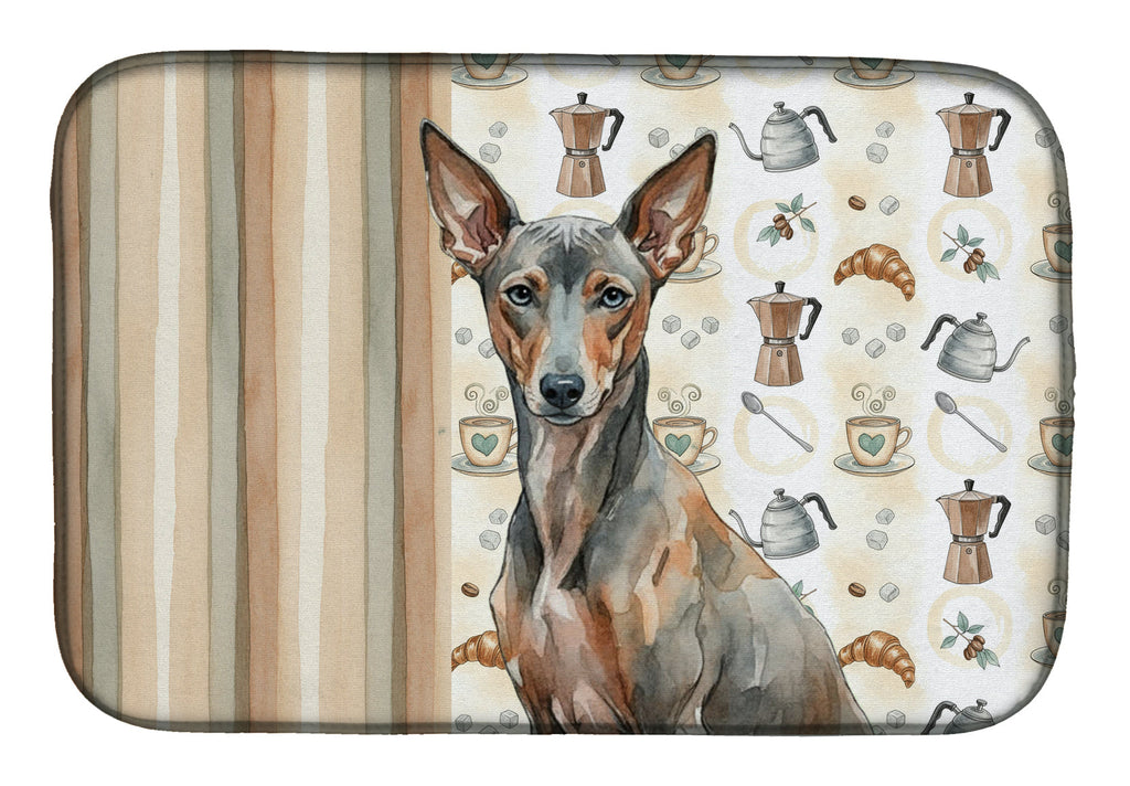 Xoloitzcuintli Coffee Bar Dish Drying Mat Absorbent Dish Drying Mat Pad for Kitchen Counter Dish Drainer Mat for Countertop, 14 x 21", Multicolor