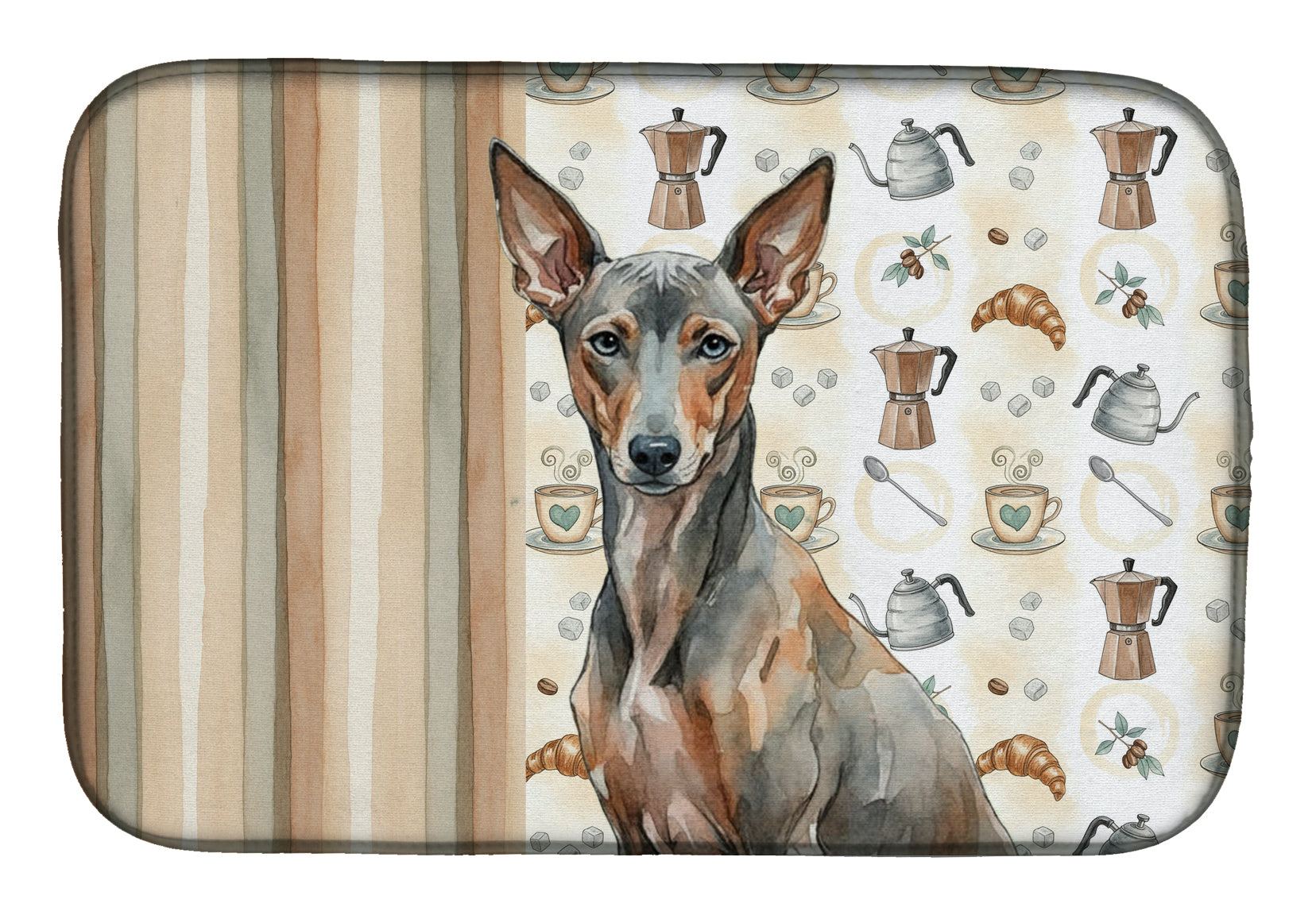 Xoloitzcuintli Coffee Bar Dish Drying Mat Absorbent Dish Drying Mat Pad for Kitchen Counter Dish Drainer Mat for Countertop, 14 x 21", Multicolor