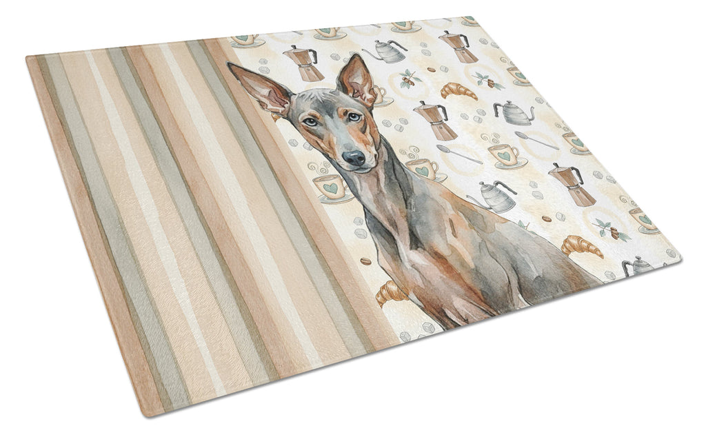 Xoloitzcuintli Coffee Bar Cutting Board Tempered Glass Kitchen Cutting Surface, Heat Resistant Chopping, Non-Slip Feet, Food Prep & Serving