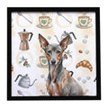 Xoloitzcuintli Coffee Bar Framed Metal Print Bathroom, Kitchen, Office, Home Decor Wall Art Ready to Hang, Square, 8X8