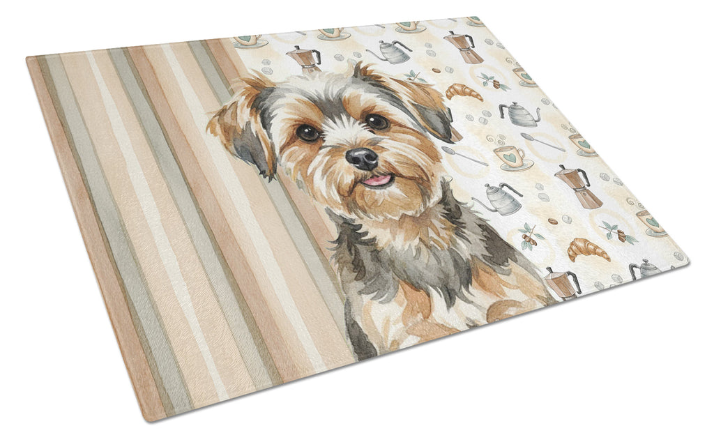 Yorkiepoo Coffee Bar Cutting Board Tempered Glass Kitchen Cutting Surface, Heat Resistant Chopping, Non-Slip Feet, Food Prep & Serving