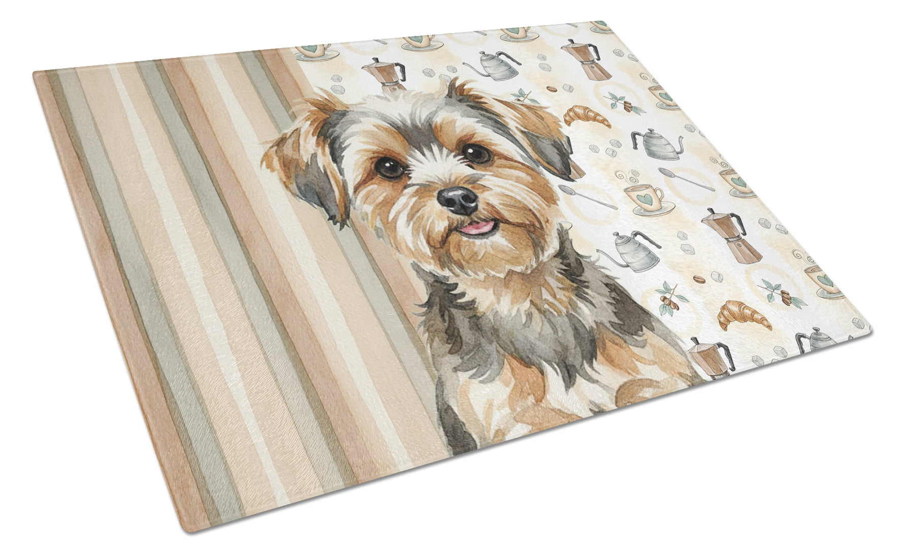 Yorkiepoo Coffee Bar Cutting Board Tempered Glass Kitchen Cutting Surface, Heat Resistant Chopping, Non-Slip Feet, Food Prep & Serving