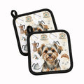 Yorkiepoo Coffee Bar Pot Holder Set of 2 Heat Resistant Quilted Hot Pads 7.5 x 7.5 Inch, Insulated Kitchen Trivets for Cooking & Baking
