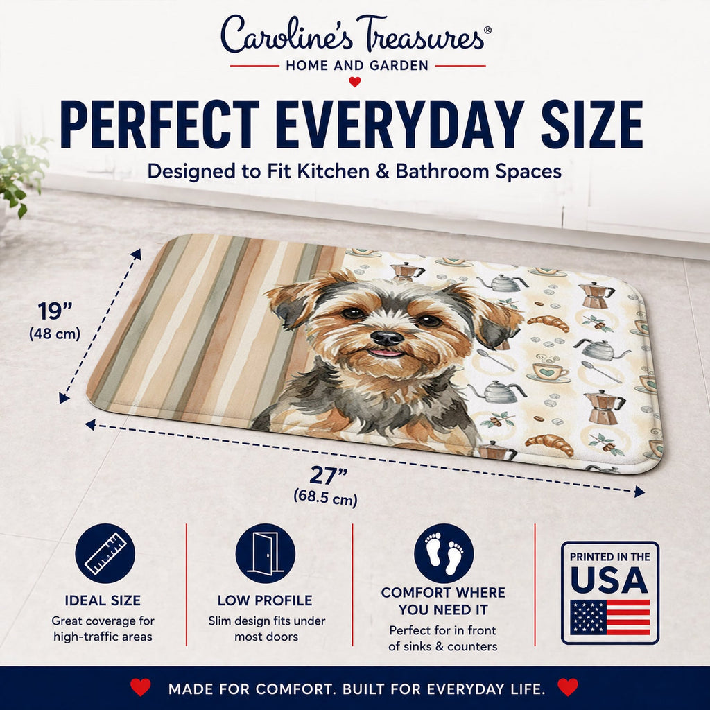 Yorkiepoo Coffee Bar Memory Foam Kitchen Mat Machine Washable Anti-Fatigue Cushion Comfort Bath or Kitchen Rug