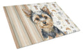 Black and Tan Yorkshire Terrier Coffee Bar Cutting Board Tempered Glass Kitchen Cutting Surface, Heat Resistant Chopping, Non-Slip Feet, Food Prep & Serving