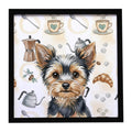 Black and Tan Yorkshire Terrier Coffee Bar Framed Metal Print Bathroom, Kitchen, Office, Home Decor Wall Art Ready to Hang, Square, 8X8