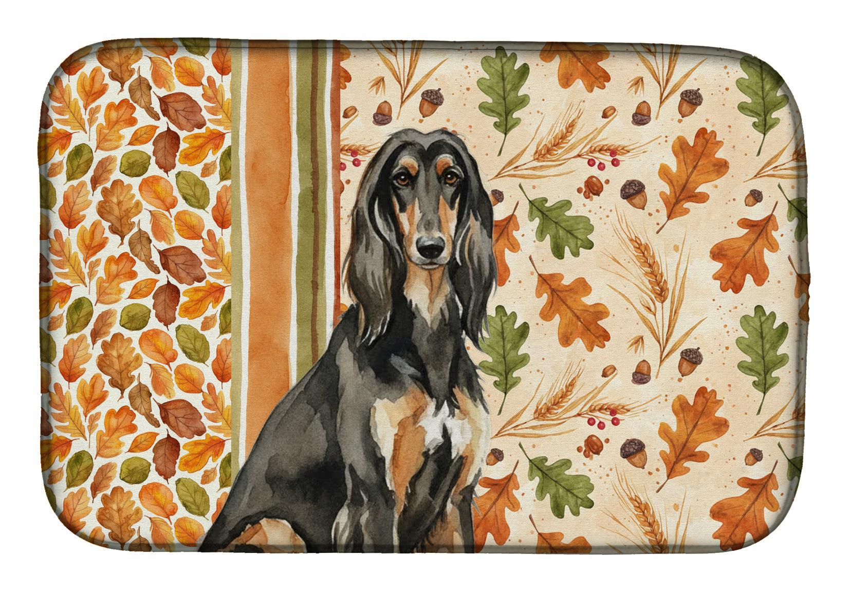 Black & Tan Afghan Hound Heirloom Fall Dish Drying Mat Absorbent Dish Drying Mat Pad for Kitchen Counter Dish Drainer Mat for Countertop, 14 x 21", Multicolor