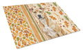 Fawn American Staffordshire Terrier Heirloom Fall Cutting Board Tempered Glass Kitchen Cutting Surface, Heat Resistant Chopping, Non-Slip Feet, Food Prep & Serving