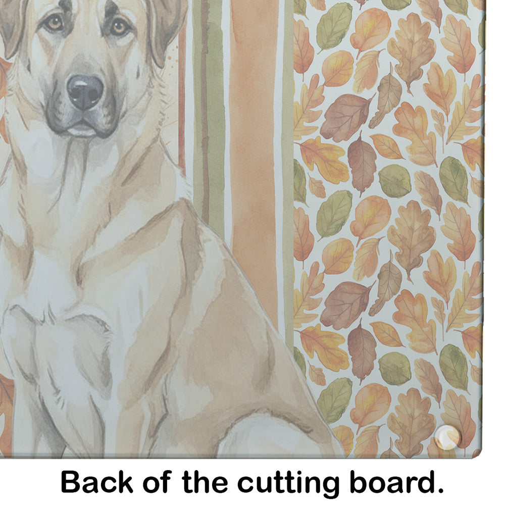 Anatolian Shepherd Dog Heirloom Fall Cutting Board Tempered Glass Kitchen Cutting Surface, Heat Resistant Chopping, Non-Slip Feet, Food Prep & Serving