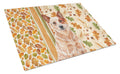 Red Heeler Australian Cattle Dog Heirloom Fall Cutting Board Tempered Glass Kitchen Cutting Surface, Heat Resistant Chopping, Non-Slip Feet, Food Prep & Serving