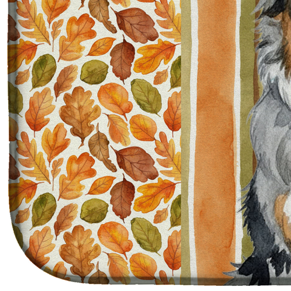 Blue Merle Australian Shepherd Heirloom Fall Dish Drying Mat Absorbent Dish Drying Mat Pad for Kitchen Counter Dish Drainer Mat for Countertop, 14 x 21", Multicolor