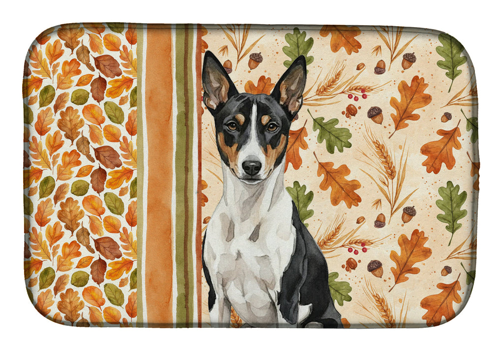 Black and White Basenji Heirloom Fall Dish Drying Mat Absorbent Dish Drying Mat Pad for Kitchen Counter Dish Drainer Mat for Countertop, 14 x 21", Multicolor