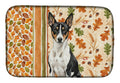 Black and White Basenji Heirloom Fall Dish Drying Mat Absorbent Dish Drying Mat Pad for Kitchen Counter Dish Drainer Mat for Countertop, 14 x 21", Multicolor
