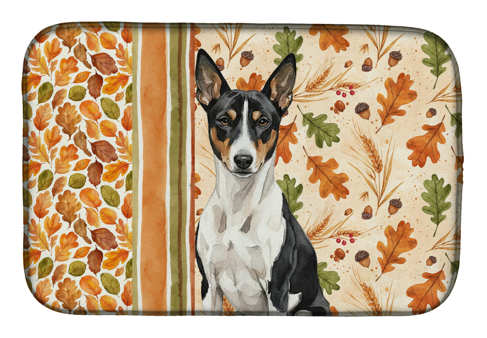 Black and White Basenji Heirloom Fall Dish Drying Mat Absorbent Dish Drying Mat Pad for Kitchen Counter Dish Drainer Mat for Countertop, 14 x 21", Multicolor