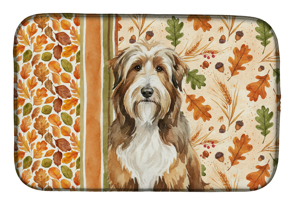 Brown Bearded Collie Heirloom Fall Dish Drying Mat Absorbent Dish Drying Mat Pad for Kitchen Counter Dish Drainer Mat for Countertop, 14 x 21", Multicolor