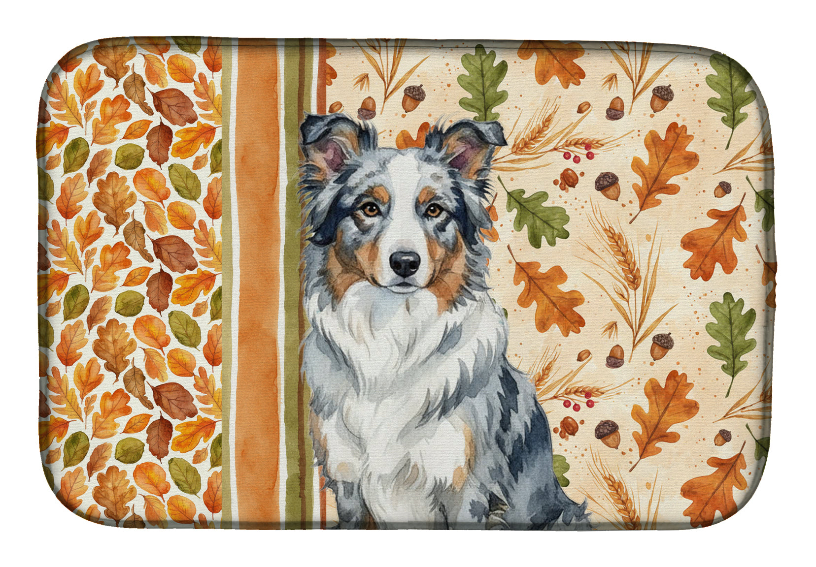 Border Collie Heirloom Fall Dish Drying Mat Absorbent Dish Drying Mat Pad for Kitchen Counter Dish Drainer Mat for Countertop, 14 x 21", Multicolor