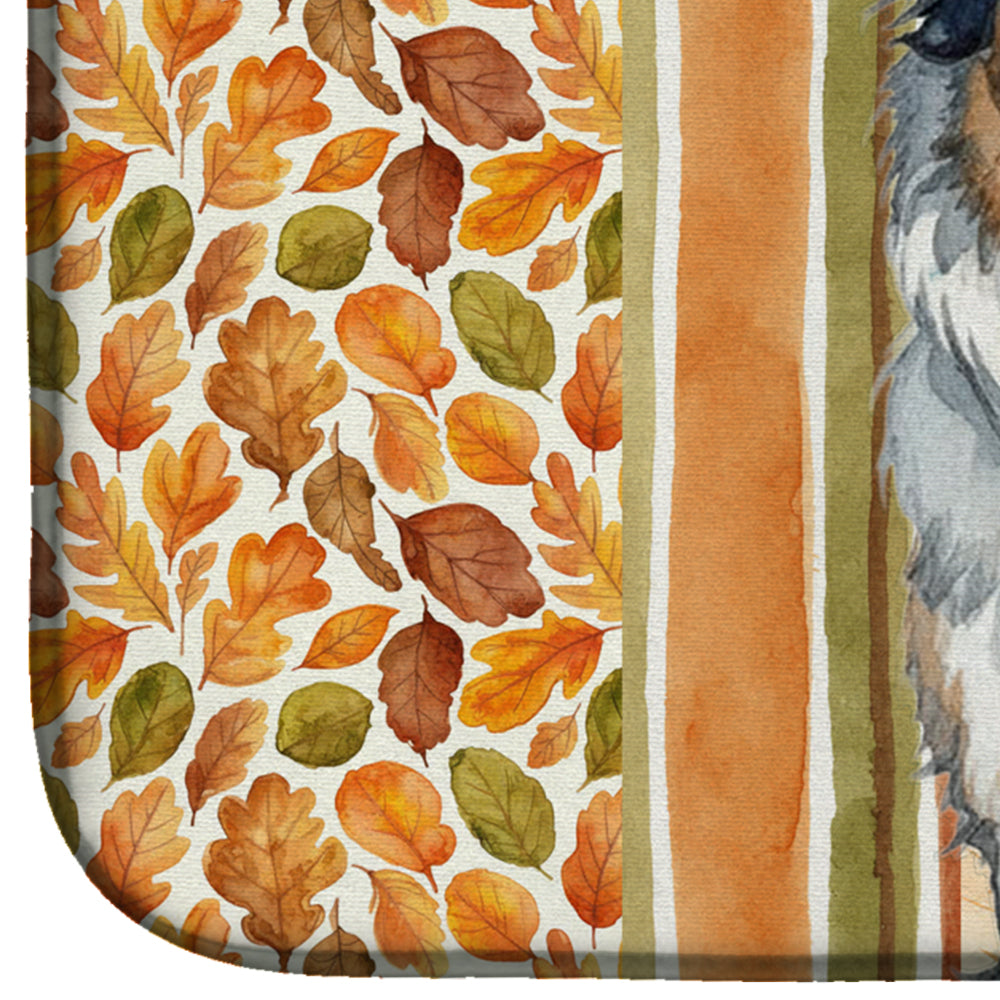 Border Collie Heirloom Fall Dish Drying Mat Absorbent Dish Drying Mat Pad for Kitchen Counter Dish Drainer Mat for Countertop, 14 x 21", Multicolor