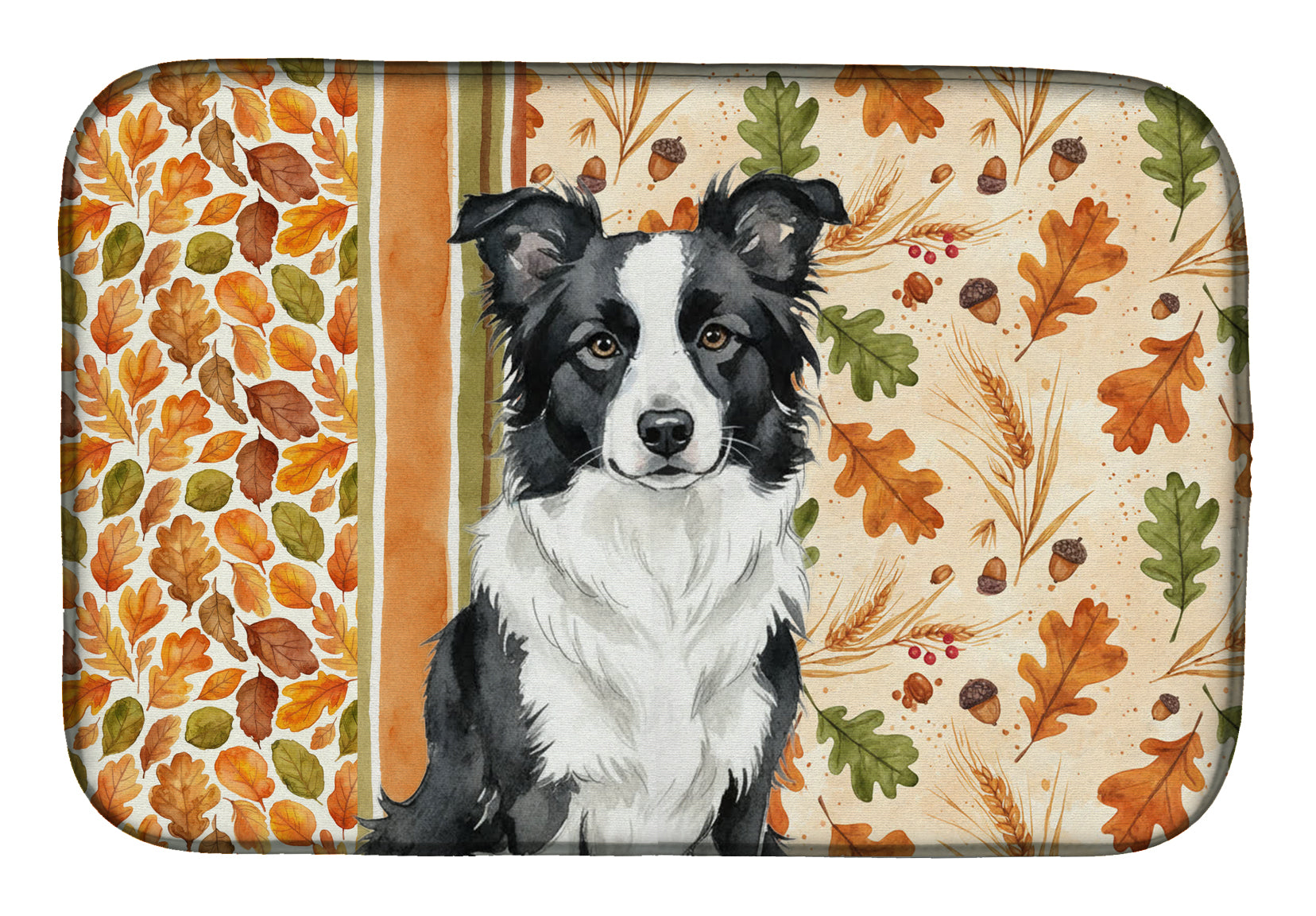 Blue Merle Border Collie Heirloom Fall Dish Drying Mat Absorbent Dish Drying Mat Pad for Kitchen Counter Dish Drainer Mat for Countertop, 14 x 21", Multicolor