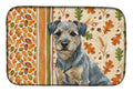 Blue and Tan Border Terrier Heirloom Fall Dish Drying Mat Absorbent Dish Drying Mat Pad for Kitchen Counter Dish Drainer Mat for Countertop, 14 x 21", Multicolor