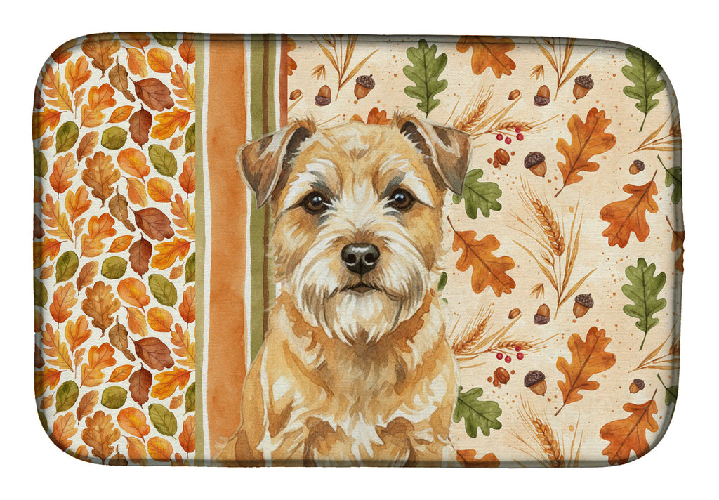 Wheaten Border Terrier Heirloom Fall Dish Drying Mat Absorbent Dish Drying Mat Pad for Kitchen Counter Dish Drainer Mat for Countertop, 14 x 21", Multicolor