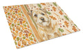 Wheaten Border Terrier Heirloom Fall Cutting Board Tempered Glass Kitchen Cutting Surface, Heat Resistant Chopping, Non-Slip Feet, Food Prep & Serving