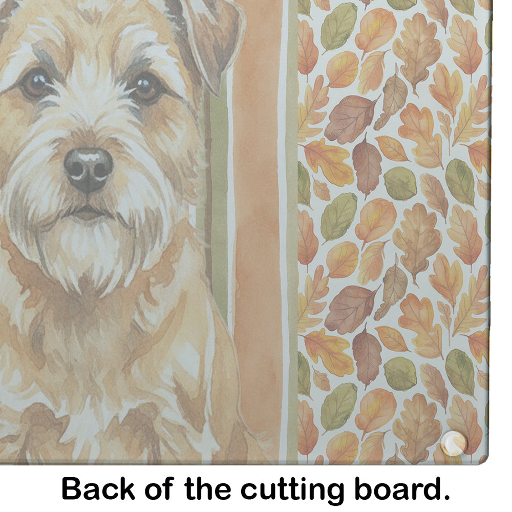 Wheaten Border Terrier Heirloom Fall Cutting Board Tempered Glass Kitchen Cutting Surface, Heat Resistant Chopping, Non-Slip Feet, Food Prep & Serving