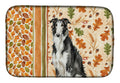 Black and White Borzoi Heirloom Fall Dish Drying Mat Absorbent Dish Drying Mat Pad for Kitchen Counter Dish Drainer Mat for Countertop, 14 x 21", Multicolor
