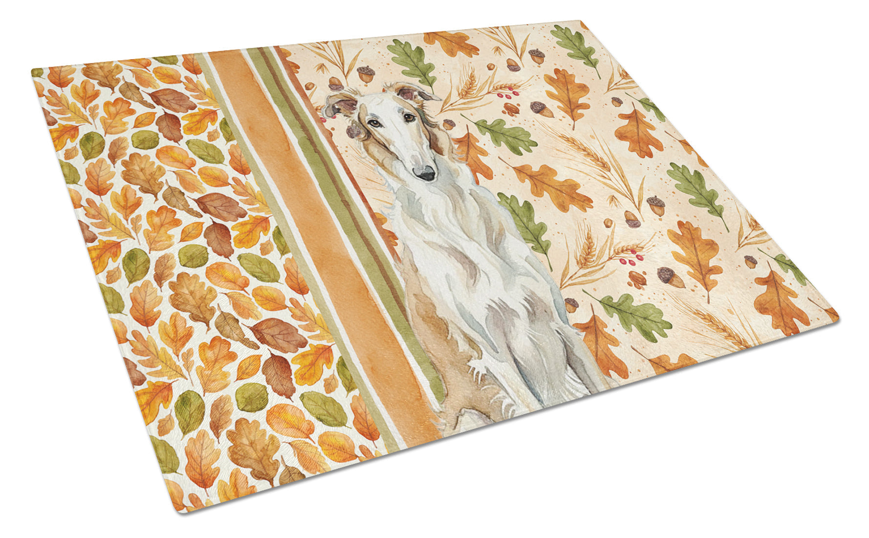Borzoi Heirloom Fall Cutting Board Tempered Glass Kitchen Cutting Surface, Heat Resistant Chopping, Non-Slip Feet, Food Prep & Serving
