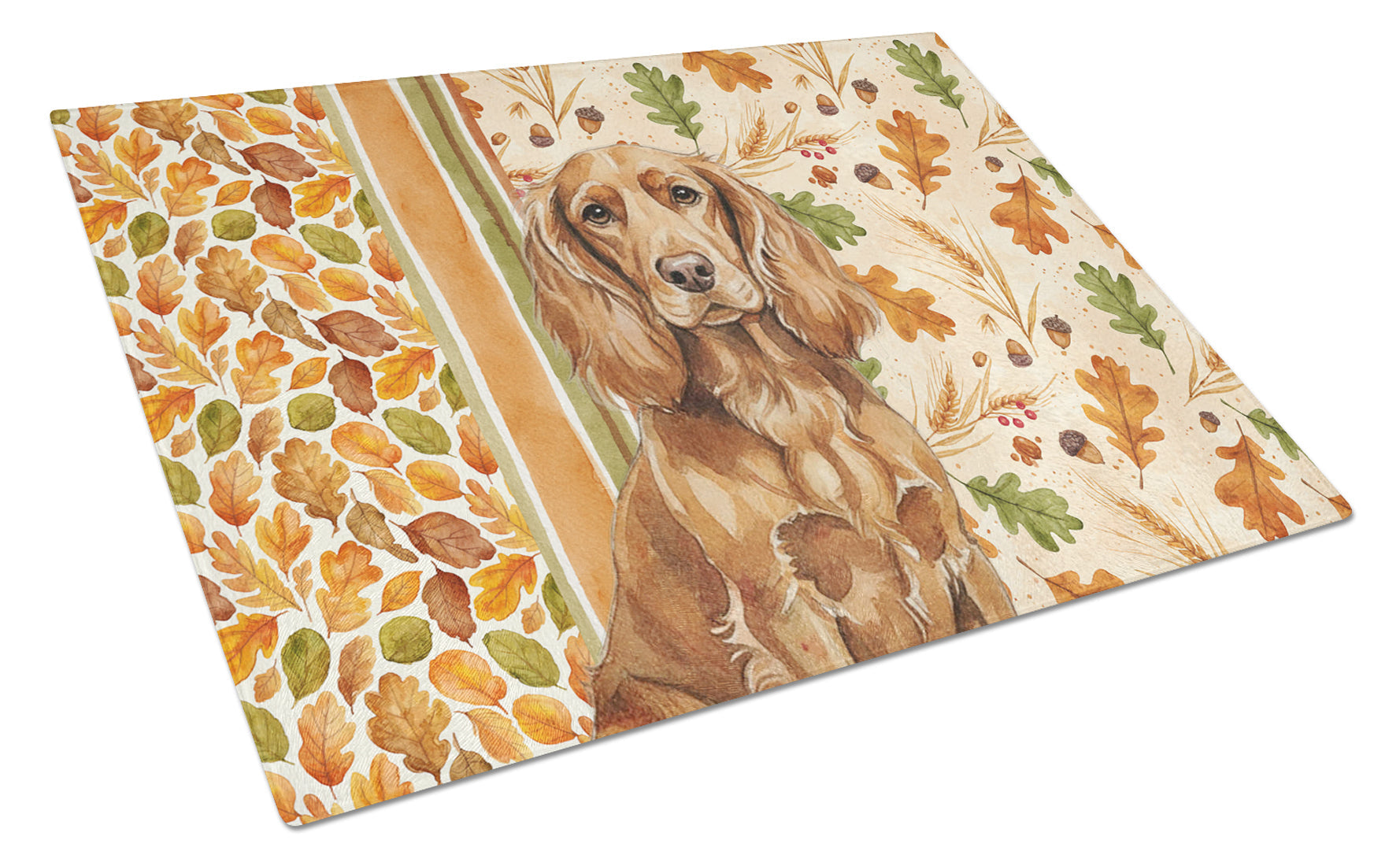 Boykin Spaniel Heirloom Fall Cutting Board Tempered Glass Kitchen Cutting Surface, Heat Resistant Chopping, Non-Slip Feet, Food Prep & Serving