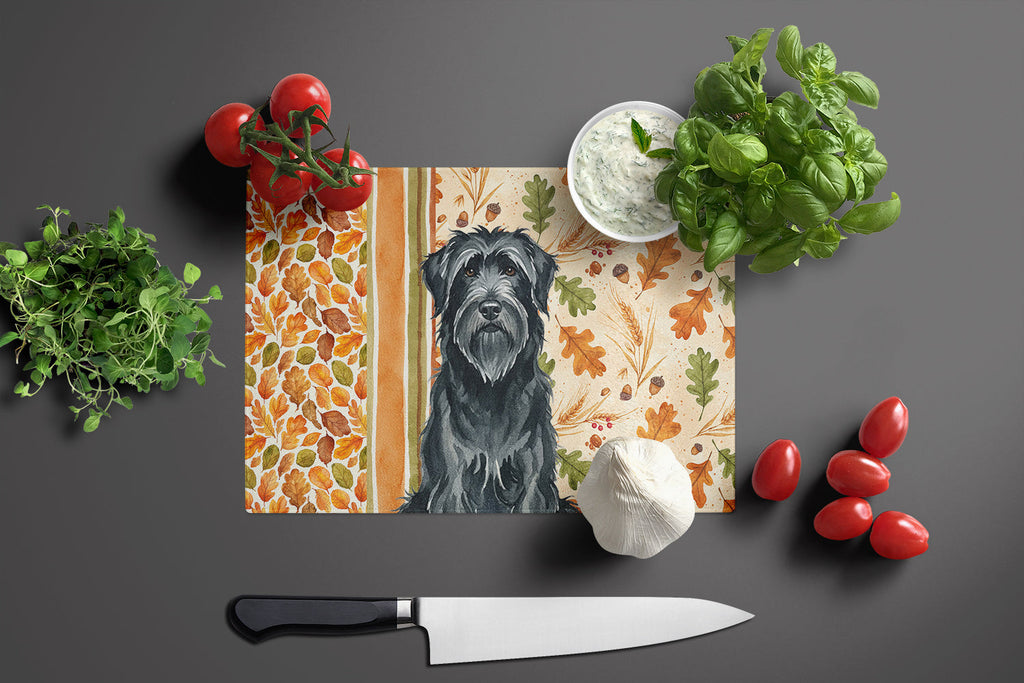 Black Briard Heirloom Fall Cutting Board Tempered Glass Kitchen Cutting Surface, Heat Resistant Chopping, Non-Slip Feet, Food Prep & Serving