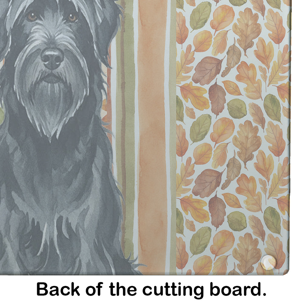 Black Briard Heirloom Fall Cutting Board Tempered Glass Kitchen Cutting Surface, Heat Resistant Chopping, Non-Slip Feet, Food Prep & Serving
