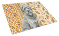Gray Briard Heirloom Fall Cutting Board Tempered Glass Kitchen Cutting Surface, Heat Resistant Chopping, Non-Slip Feet, Food Prep & Serving