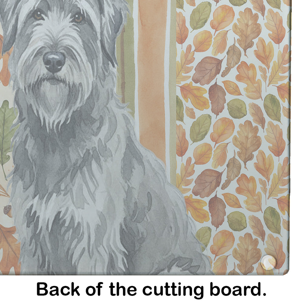 Gray Briard Heirloom Fall Cutting Board Tempered Glass Kitchen Cutting Surface, Heat Resistant Chopping, Non-Slip Feet, Food Prep & Serving