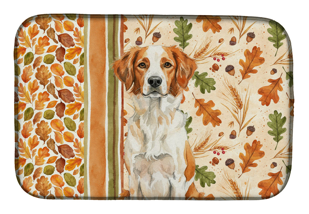 Orange and White Brittany Heirloom Fall Dish Drying Mat Absorbent Dish Drying Mat Pad for Kitchen Counter Dish Drainer Mat for Countertop, 14 x 21", Multicolor