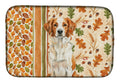 Orange and White Brittany Heirloom Fall Dish Drying Mat Absorbent Dish Drying Mat Pad for Kitchen Counter Dish Drainer Mat for Countertop, 14 x 21", Multicolor