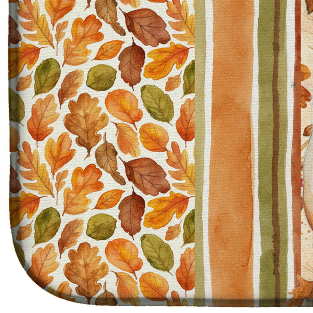 Orange and White Brittany Heirloom Fall Dish Drying Mat Absorbent Dish Drying Mat Pad for Kitchen Counter Dish Drainer Mat for Countertop, 14 x 21", Multicolor